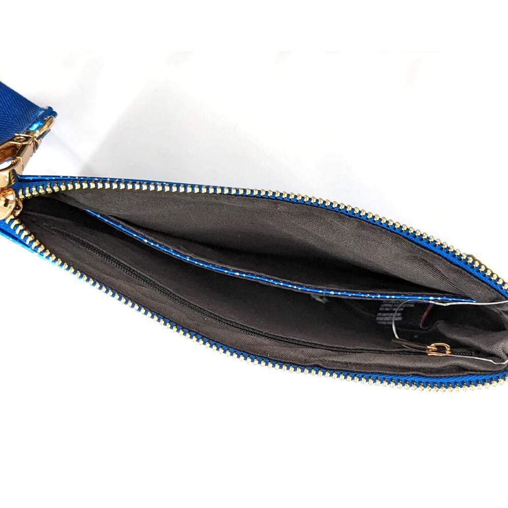 Holiday Blue Sparkle Glitter Wristlet Clutch Bag - Picture 5 of 7